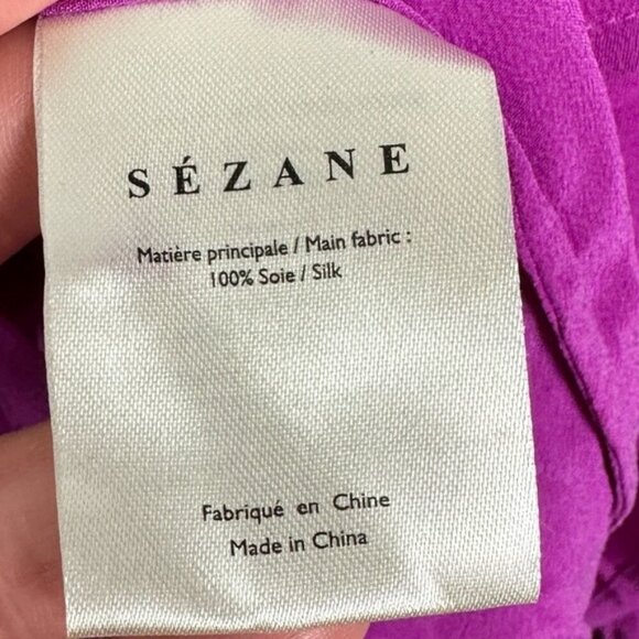 Sezane Ann 100% Silk Button Down Collared Shirt Size 44 French or US 12 Top Pink - Picture 8 of 15